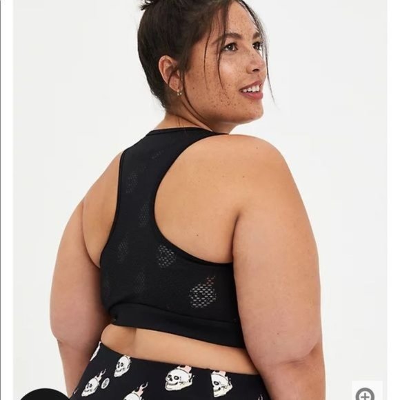 Torrid Black Skull Flames Sports Bra Size XXL Mesh - Picture 6 of 14